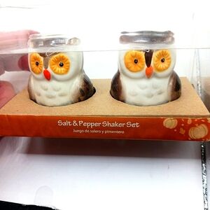 Owl Salt + Pepper Shakers Ceramic New